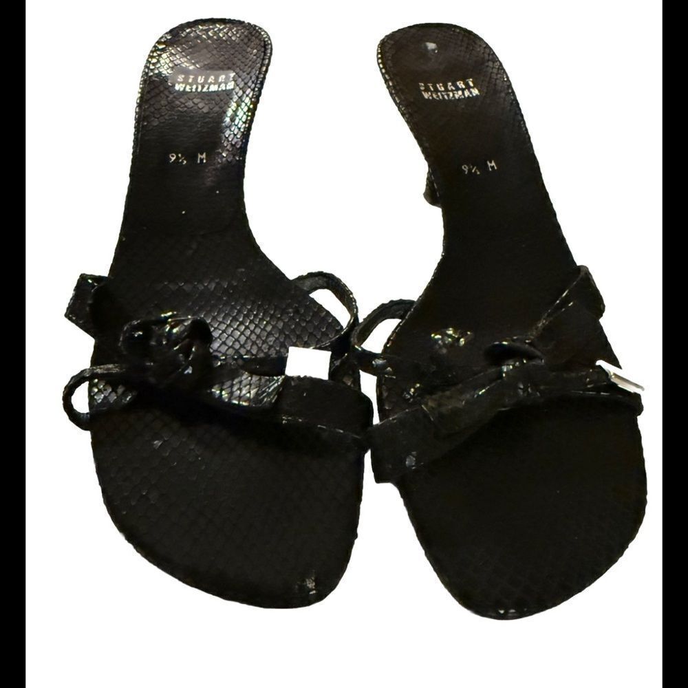 Stuart Weitzman Black Water Snake Women Sandal Size 9.5M